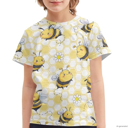 Image of WELLFLYHOM Kids Tshirts Girls Boys Short Sleeve Crewneck Tees Shirts Casual Sport Pullover Tops Size 3-16 Years
