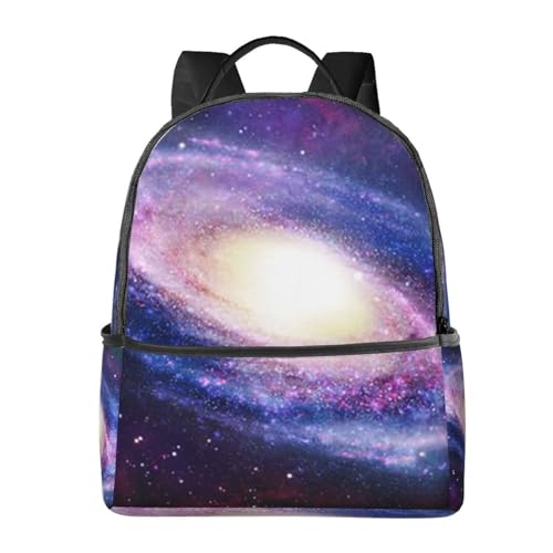 Sac à dos d'école léger galaxie spirale avec étoile de mer rigolote
