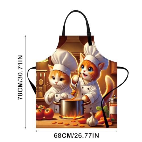 Image of Nuxovilar Decorative Kitchen Apron, 26.77x30.70 Inch Polyester Cooking Wearable Cover