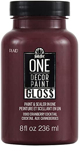 FolkArt, Cranberry Cocktail 8 fl oz One Assorted 236 ml Brilliant Gloss Acrylic Paint for Easy to Apply DIY Crafts, Art Supplies with A Glossy Finish, 11903