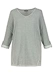 3/4-Arm mit Zierriegel Gina Laura Damen Sweatshirt, Rippenstruktur, Oversized, 3/4-Arm hellgrau melange XXL 750460 13-XXL