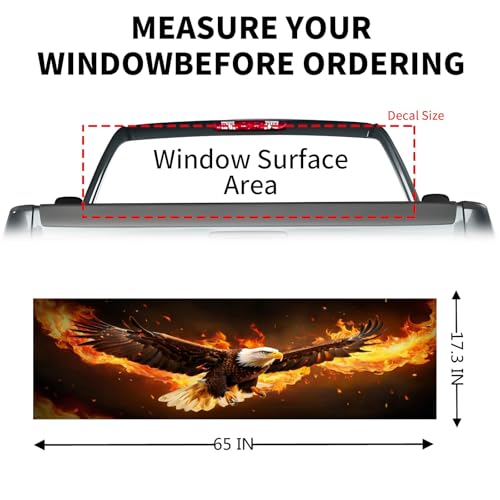 Image of Back Window Decals for Trucks - 65x17.3 in American Flag Window Decal Rear Window Decals for Truck Decor, Creative Truck Rear Window Decal for Personalized Decoration - Eagle-13-S