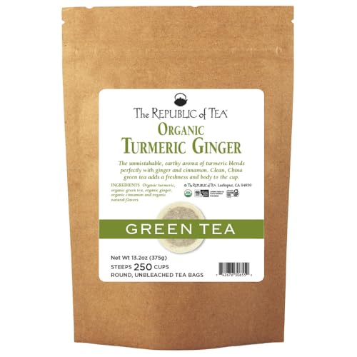 The Republic of Tea &mdash; Organic Turmeric Ginger Green Tea Refill Pack, 250 Tea Bags, Naturally Caffeinated