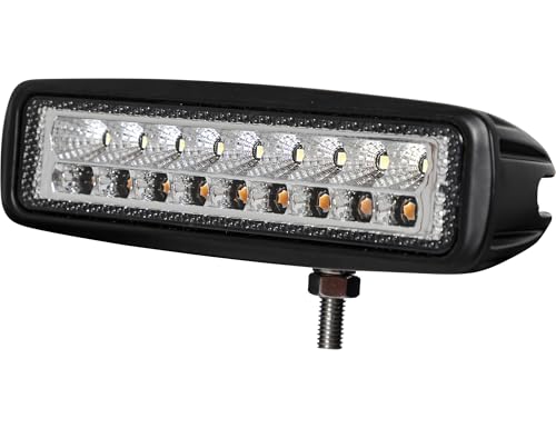 Image of Buyers Products 1492233 6.5 Inch LED Flood Light with Strobe and Rectangular Lens, 1710 Lumens, 18 inch Lead With Stud Mount, Work Lights For Trucks