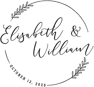 Stamp by Me | Custom Wedding Stamp | Personalized Stamp | 12 Exclusive Designs | Wooden Mark | Ideal for Envelopes and Wedding Invitations | Names and Date | Circular Flower Wreath