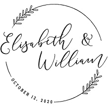 Stamp by Me | Custom Wedding Stamp | Personalized Stamp | 12 Exclusive Designs | Wooden Mark | Ideal for Envelopes and Wedding Invitations | Names and Date | Circular Flower Wreath
