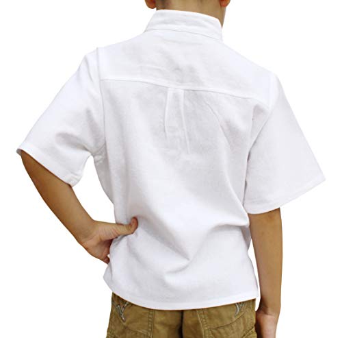 Image of Childrens Chinese Collar Renaissance Tie Chest Short Sleeve Cotton Shirt