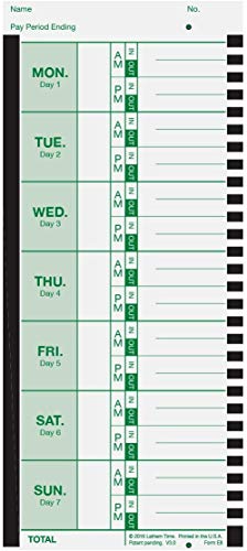 Lathem Weekly Thermal Print Time Cards, Single Sided, For Lathem 800P Time Clock, 9 Inch, 100 Pack (E8-100) - 1 #TOP2