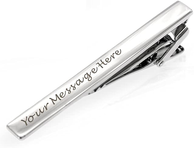 EDSG Personalised Tie Clip Pin Engraved Any Text Wedding Gift for Best Man, Groomsman, Usher, Birthday Gift, with Gift Box