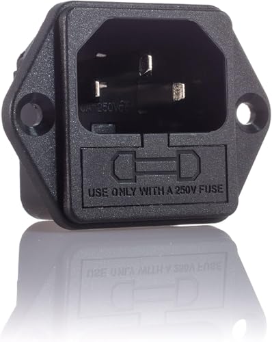 TECHZOCO Conector IEC C14 macho de 3 pines, Conector alimentación C14, Enchufe C14 macho, Enchufe IEC C14, Conexión Soldadura, Apto para montar en Panel chasis, 250 voltios, 10A, fusible no incluido