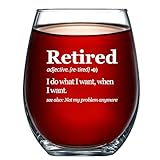 Panvola Retired Definition I Do What I Want Retirement Gifts Going Away Gift For Coworker Stemless Wine Glass Clear Glasses For Red White Wine 17 oz