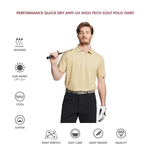 Image of Mens Polo Shirts Short and Long Sleeve Casual Solid Stylish Dry Fit Performance Designed Collared Golf Polo Shirts for Men