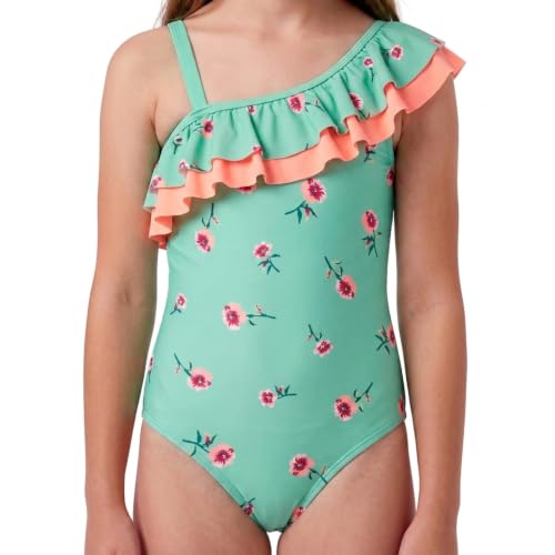Image of Kanu Surf Girls Morgan Floral Ruffle 1-Shoulder 1-piece Swimsuit