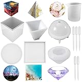 moldes silicona esfera resina Multiusos: estos moldes de resina de silicona son compatibles con la mayoría de resinas u otros materiales de fundición como resina epoxi, jabón, bomba de baño, vela, posavasos de bebidas, alfombrilla de cuenco, etc. Perfecto para tu trabajo a mano y te da una maravillosa experiencia de fabricación de resina.