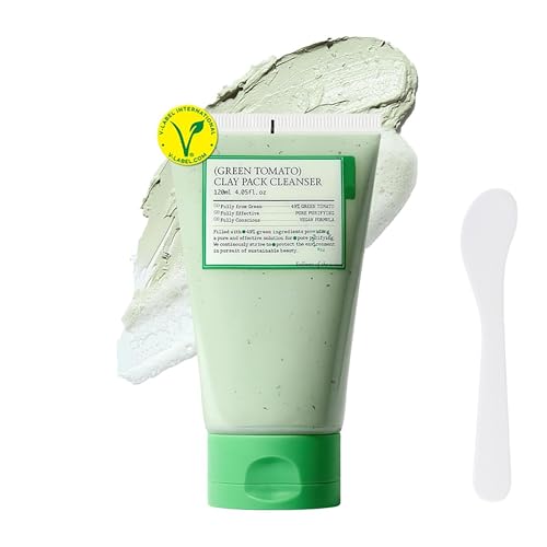 Máscara de arcilla de tomate verde, limpiador de arcilla de tomate verde, limpiador de poros de máscara de arcilla de tomate verde, vegano y dermatológicamente probado