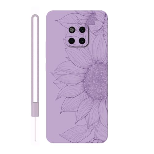 Sunrive Funda Compatible con Huawei Mate 20 Pro,Slim Fit Gel Mate Carcasa Case Bumper de Impactos Espalda Cover (Morado)+1 X Correa
