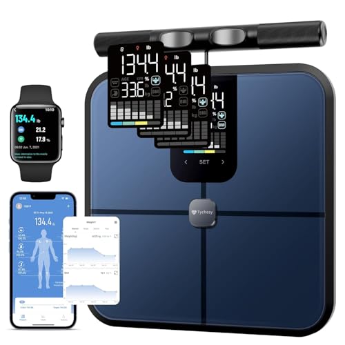 Tychesy Smart Scales for Body Weight and Fat, 8-Electrode Pounds Digital Body Composition BMI Monitor Pod with App, Supports 24 User Profiles, Accurate 400lb/180kg Capacity Fitness Body Fat Scales