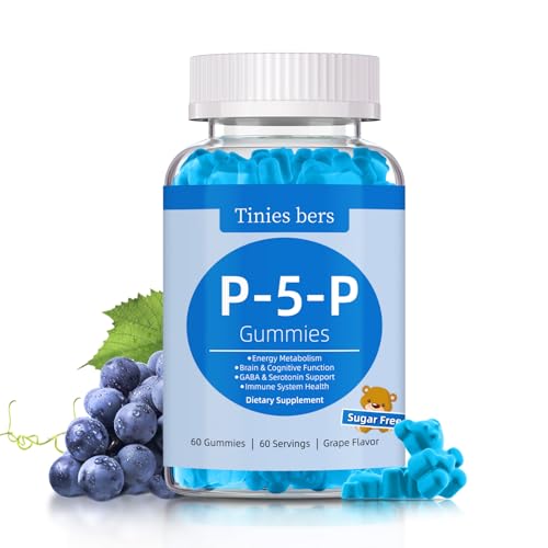 P5P Gummies 50mg P5P Vitamin B6 Supplement for Adults & Kids More Efficient Vitamin B6 Energy Metabolism Brain Cognition Immune Health Non GMO Gluten Free Vegan Sugar Free Grape 60