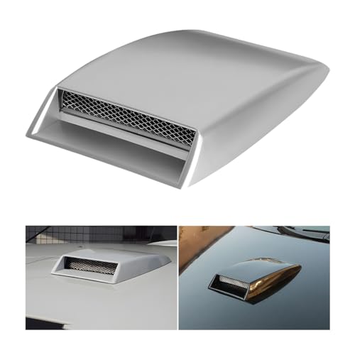 JNNJ Cubierta De Entrada Flujo Aire Del Automóvil, Cubierta Protectora Para Rejilla Entrada Aire Del Coche, Toma De Aire Decorativa Para El Capó Del Coche, Universal Car Air Flow Capó(Plata)