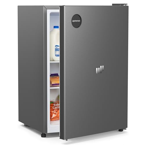 Image of Upstreman 2.5 Cu.Ft All-Refrigerator Mini Fridge, Single Door Small Refrigerator, Dorm Fridge with 7 Adjustable Thermostat, Compact Refrigerator for Office, Bedroom or Dorm, Gray-CR26