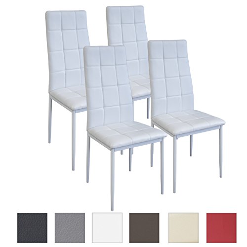 Albatros Silla Rimini, Set de 4 sillas, Blanco, certificada por la SGS, Silla de Comedor