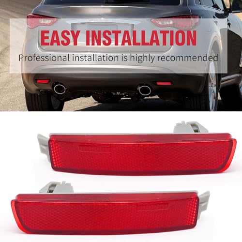 Image of Hoypeyfiy 2Pcs Rear Bumper Reflector Tail Light Left Right Fog Brake Lamp 265605C000 265655C000 Replacement for Nissan Sentra 2013-18, Murano 2009-14, QX70 Base 2014-17