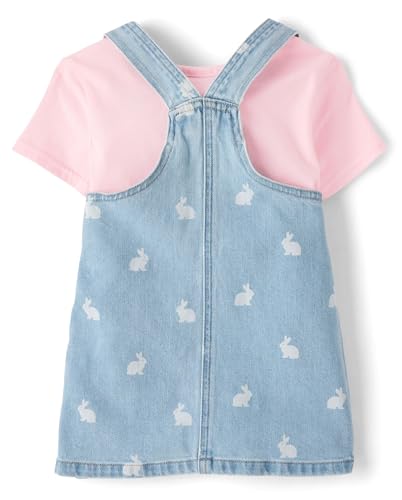 Image of The Children's Place Baby Girls' And Toddler Short Sleeve Shirt and Skirtall 2 Piece Outfit