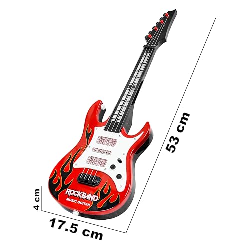 Image of VGRASSP 4 String Rockband Guitar Toy for Kids with Cool Lights and Dynamic Music - Color As Per Stock (21 Inch Electric Guitar)