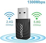 JOOWIN WLAN Stick USB Wifi Dongle AC1300 Dual Band WLAN Adapter 867Mbps 5GHz / 400Mbps 2,4GHz 802.11ac/n USB 3.0 WiFi Empfänger WLAN USB-Adapter WiFi Adapter für PC Windows 10/8.1/8/7 Mac OS10.9-10.15