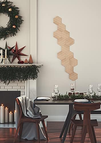 Nanoleaf Elements Hexagon Starter Kit, 13 Wood Look LED Smart Light Panels - Dimmable & Modular Wi-Fi Wall Mood Lights, Works with Alexa Google Assistant Apple Homekit, for House Room Decor or Desk