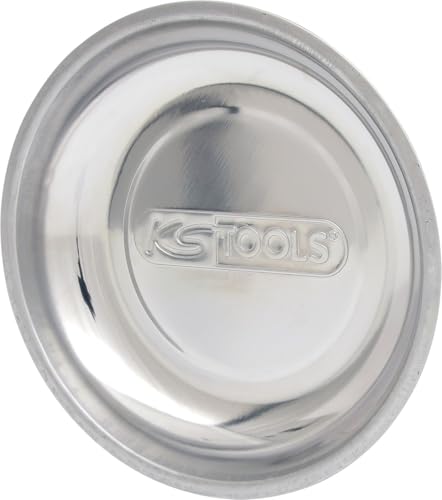KS Tools 800.0150 - Soucoupe magnétique 150mm - Pour préserver les vis et autres petites pièces métalliques - Aimant gainé en caoutchouc - En Inox - Surface polie