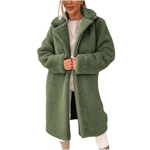 FPMLUXLL Sherpa Jacket Women Long Warm Full Zip Up Fall Winter Fleece Coat - image 3