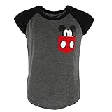Disney Youth Girls Mickey Peeking Pocket Tee Charcoal Large