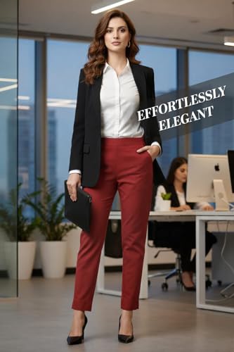 Image of DIGITAL SHOPEE Women Regular Fit Elastic Waist Full Length Cotton Formal Trouser for Casual Wear, Office Wear