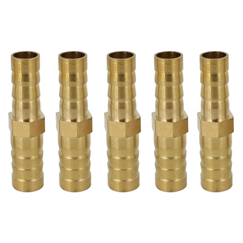AcbbMNS 5Pcs Brass Hose Barb Reducer Fittings, 6mm to 4mm Barb Hose Fitting Adapter Straight Union Connector for Air Water Fuel Oil Pipe