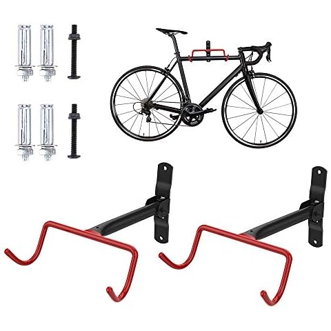 Nuovoware Bike Wall Mount Bike Hanger Rack 2 Pack, Foldable Bicycle Garage Horizontal Hook Storage System, Anti-Scratch Bicycle Holder Hook for Garage Indoor and shed, Screws Included Cover