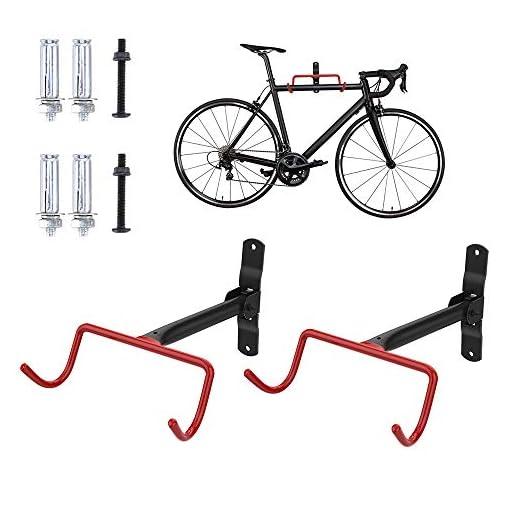 Nuovoware Soporte de Bicicleta para Pared, 2PCS Gancho de Almacenamiento de Pared Plegable con Capa Antiarañazos hasta 68 lb para Colgar Bicicletas Herramientas Garaje Cobertizo con Kit de Tornillos