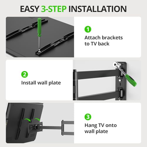 Image of USX MOUNT Corner TV Wall Mount with 31.22 inch Long Arm for 26-65 Inch TVs up to 80 lbs, Full Motion TV Wall Mount Bracket with Swivel and Tilt, Max VESA 400x400mm fit Most 32 40 42 43 50 55 60 65 TVs