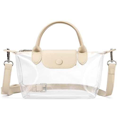 BOSTANTEN Clear Bag for Stadium Approved Small Crossbody Purse Handbags for Concerts Sports Events Nude