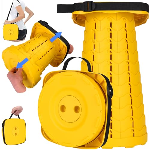 Image of Fishboy Upgraded Collapsible Stool, 400lbs Max Weight, Lightweight But Sturdy, Portable Retractable Folding Telescoping Foldable Camping Stool for Adults Outdoor Fishing Hiking BBQ