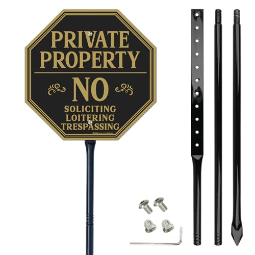 Panneau Private Property réfléchissant anti-décoloration avec grand piquet rigide de 137cm