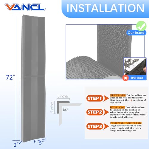 Image of Light Grey Wal Corner Padding 2 inch Thick Wall Corner Safety Padding Heavy Duty Waterproof Durable 2 Sides Wall Corner Guards for Protector