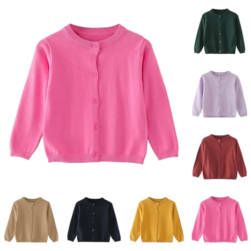Girls Knit Cardigan Sweater Kids School Uniforms Coat Toddler Button Down Long Sleeve Solid Tops Fall Winter Clothes