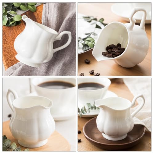 Jarra de leche de cerámica de 230ml con diseño portátil para café y postres 5