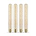 4 pack - Modvera LED Filament Tube Bulb T30 Tubular Bulb Edison Antique Style 5 Watt with 40 watt Equivalent 2200K, Amber Glass E26 Base Dimmable T9 Tube (8.5 inches Long) UL listed and RoHS compliant