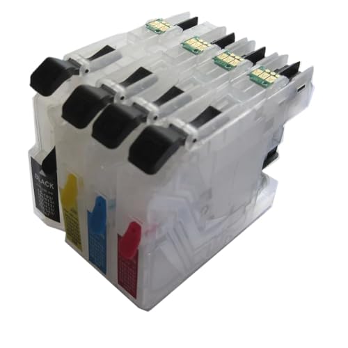 nhmHRNQxr Refillable Ink Cartridge LC111 Compatible with MFC-J720DW J820DN J870N J890DN J980DN J727DW Printers – 4 Pack Black Cyan Magenta Yellow