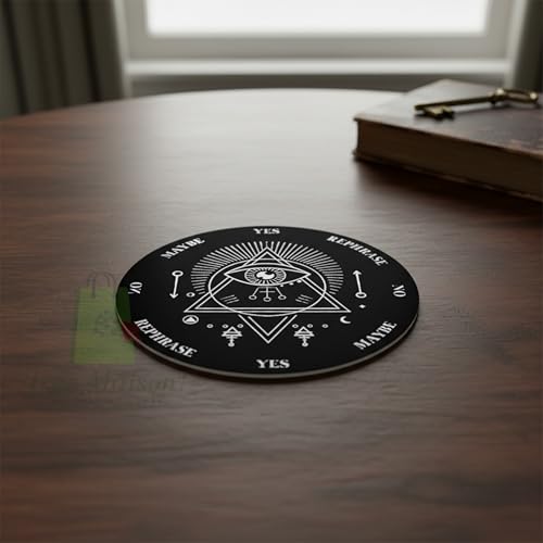 Image of Vastu Evil Eye Dowsing Board |Size- 9 Inch Approx | Metaphysical Message Board for Witchcraft with Brass Pendulum (Pendulum Assorted)