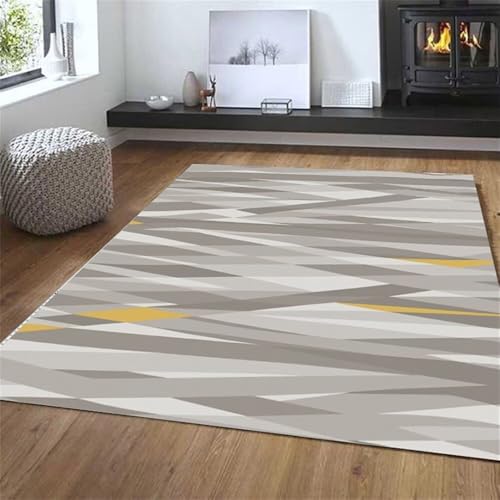 Moquette salon grande taille 200x200cm gris au design géométrique - 2