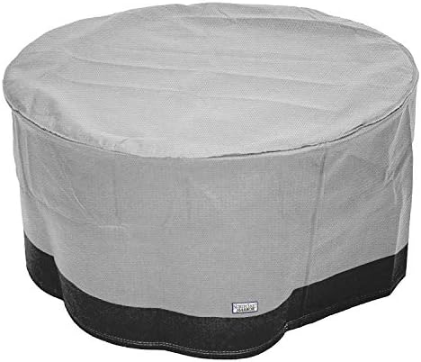 North East Harbor NEH Outdoor Patio Round Ottoman/Side Table Furniture Cover - 31" Diameter x 18" H - Breathable Material, Sunray Protected, and Weather Resistant Storage Cover - Gray with Black Hem