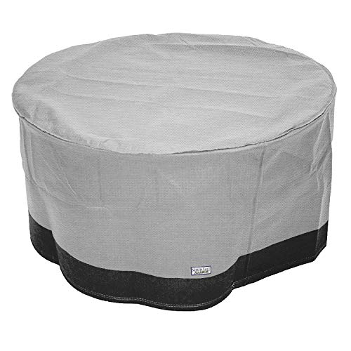 North East Harbor Neh Outdoor Patio Round Ottoman/Side Table Furniture Cover - 31" Diameter X 18" H - Breathable Material, Sunray Protected, And Weather Resistant Storage Cover - Gray With Black Hem #TOP28